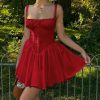 Red Corset Strap Frill Mini Dress Red Corset Strap Frill Mini Dress