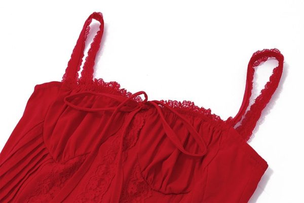 Red Corset Strap Frill Mini Dress Red Corset Strap Frill Mini Dress