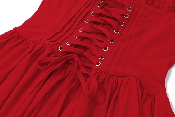 Red Corset Strap Frill Mini Dress Red Corset Strap Frill Mini Dress