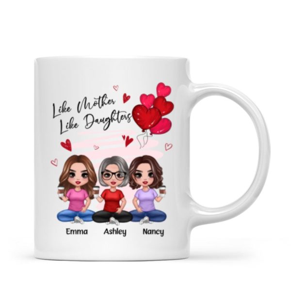 Red Hearts Like Mother Like Daughters Doll Mom And Daughters Sitting Gift For Mom Daughters Personalized Mug Red Hearts Like Mother Like Daughters Doll Mom And Daughters Sitting Gift For Mom Daughters Personalized Mug