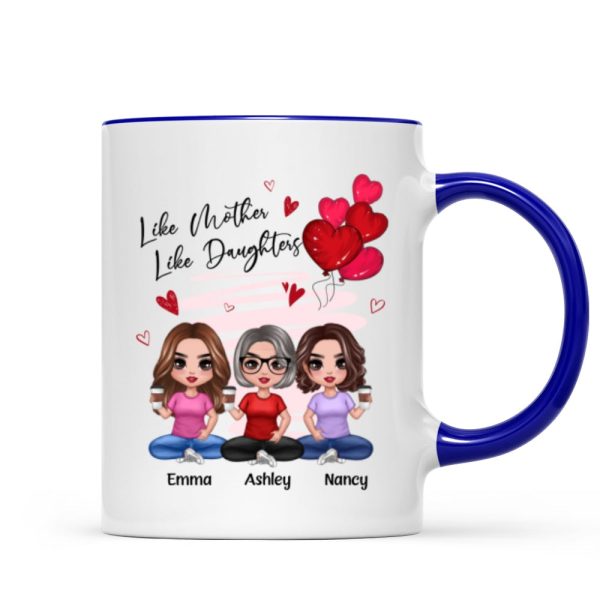 Red Hearts Like Mother Like Daughters Doll Mom And Daughters Sitting Gift For Mom Daughters Personalized Mug Red Hearts Like Mother Like Daughters Doll Mom And Daughters Sitting Gift For Mom Daughters Personalized Mug