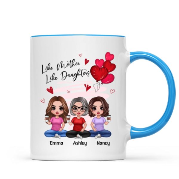Red Hearts Like Mother Like Daughters Doll Mom And Daughters Sitting Gift For Mom Daughters Personalized Mug Red Hearts Like Mother Like Daughters Doll Mom And Daughters Sitting Gift For Mom Daughters Personalized Mug