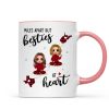Red Plaid Long Distance Doll Besties Personalized Mug