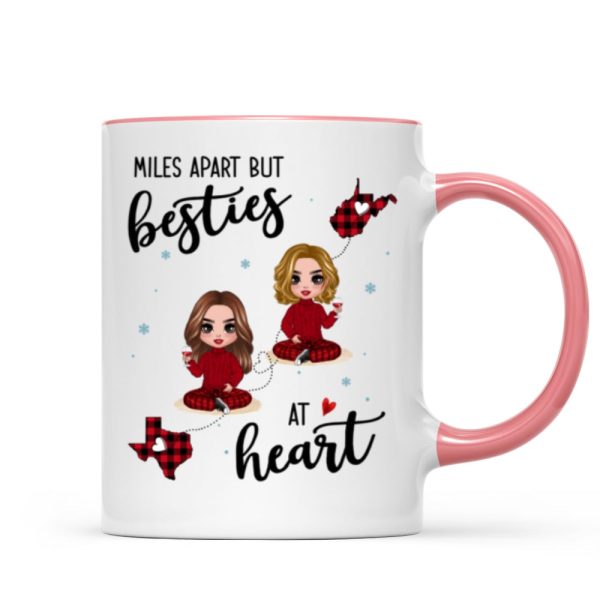Red Plaid Long Distance Doll Besties Personalized Mug
