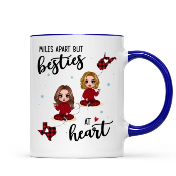 Red Plaid Long Distance Doll Besties Personalized Mug