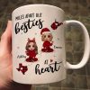 Red Plaid Long Distance Doll Besties Personalized Mug