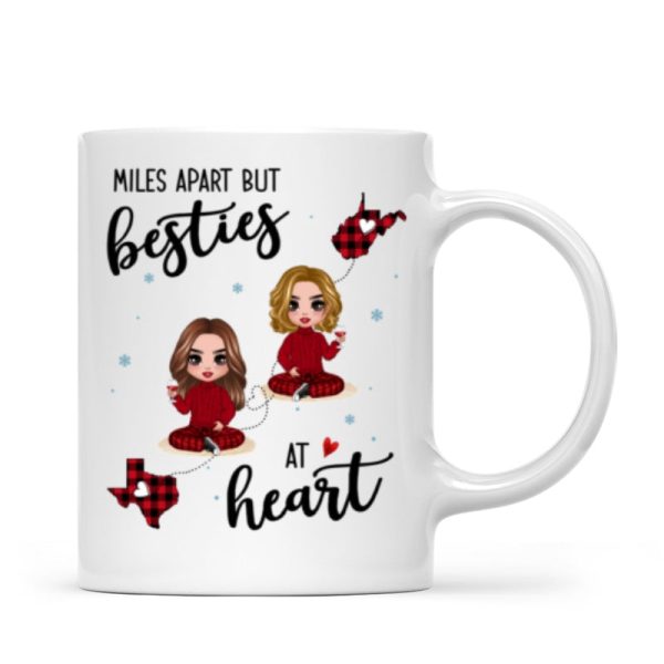 Red Plaid Long Distance Doll Besties Personalized Mug