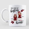 Red Plaid Long Distance Doll Besties Personalized Mug