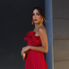 Red Ruffled Pleated Strapless Mini Dress