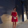 Red Ruffled Pleated Strapless Mini Dress