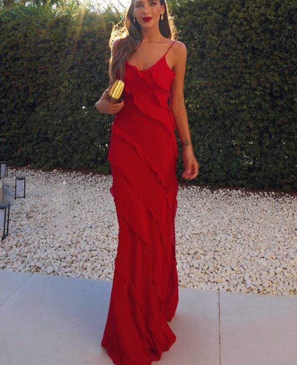 Red Ruffles Maxi Dress Red Ruffles Maxi Dress