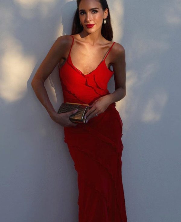Red Ruffles Maxi Dress Red Ruffles Maxi Dress