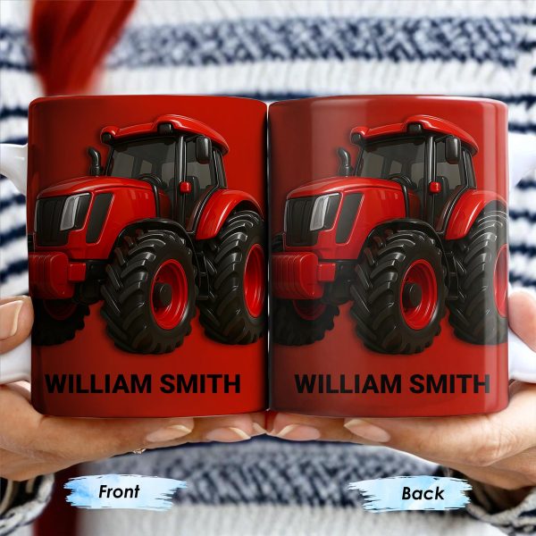 Red Tractor Custom Coffee Mug - Personalized Custom Coffee Mug - FAM336_MG