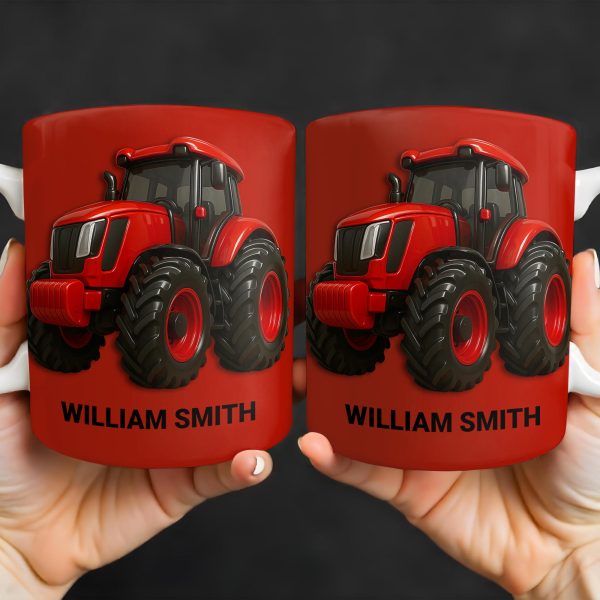 Red Tractor Custom Coffee Mug - Personalized Custom Coffee Mug - FAM336_MG