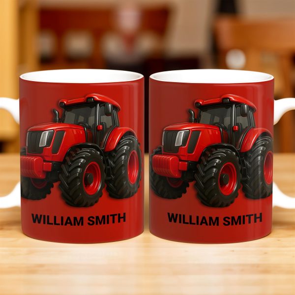 Red Tractor Custom Coffee Mug - Personalized Custom Coffee Mug - FAM336_MG