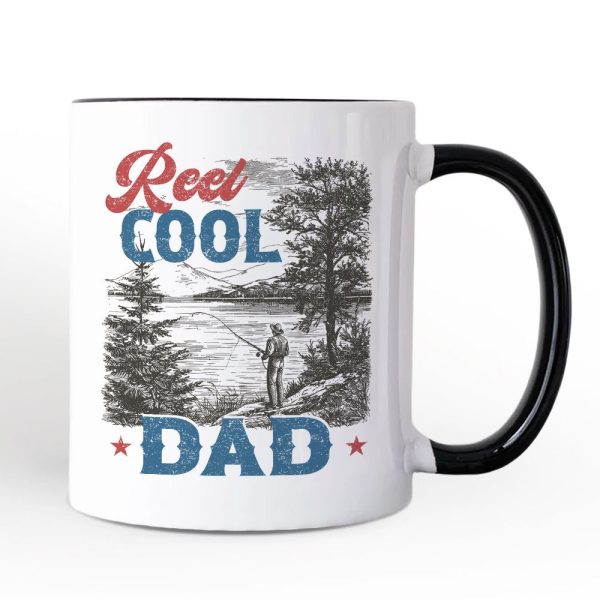 Reel Cool Dad Fishing Personalized Mug, Funny Vintage Fisherman Fatherhood Gift with Custom Name Reel Cool Dad Fishing Personalized Mug, Funny Vintage Fisherman Fatherhood Gift with Custom Name