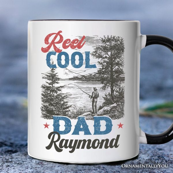 Reel Cool Dad Fishing Personalized Mug, Funny Vintage Fisherman Fatherhood Gift with Custom Name Reel Cool Dad Fishing Personalized Mug, Funny Vintage Fisherman Fatherhood Gift with Custom Name