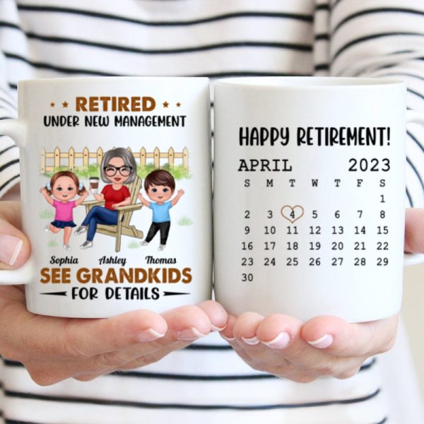 Retired Under New Management See Doll Grandkids Calendar Retirement Gift Personalized Mug Retired Under New Management See Doll Grandkids Calendar Retirement Gift Personalized Mug