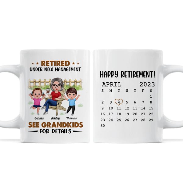 Retired Under New Management See Doll Grandkids Calendar Retirement Gift Personalized Mug Retired Under New Management See Doll Grandkids Calendar Retirement Gift Personalized Mug