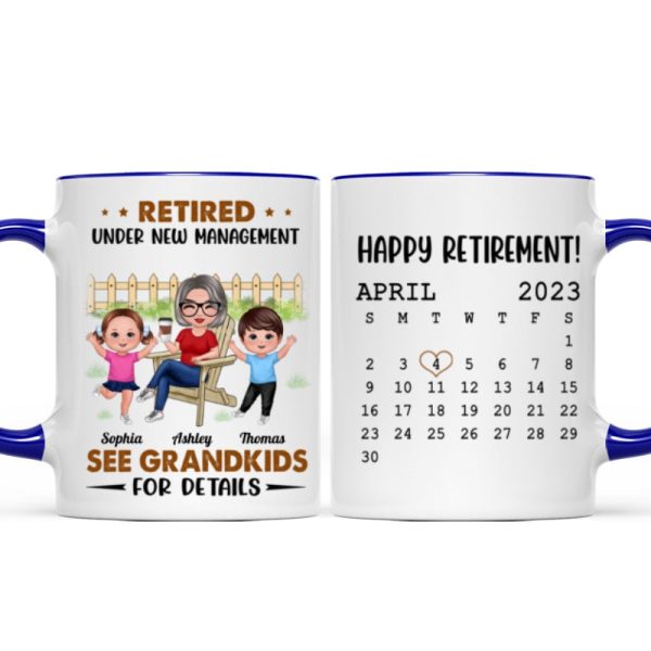 Retired Under New Management See Doll Grandkids Calendar Retirement Gift Personalized Mug Retired Under New Management See Doll Grandkids Calendar Retirement Gift Personalized Mug