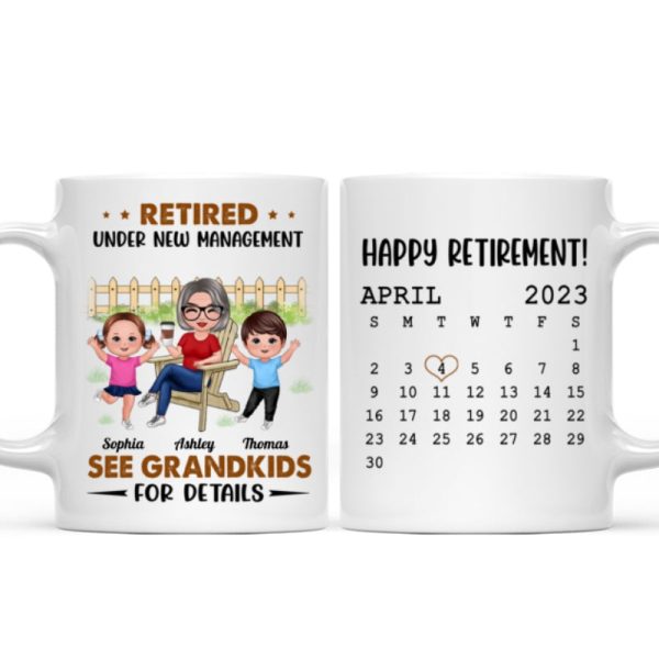Retired Under New Management See Doll Grandkids Calendar Retirement Gift Personalized Mug Retired Under New Management See Doll Grandkids Calendar Retirement Gift Personalized Mug