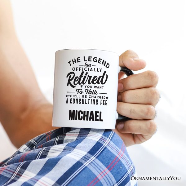 Retirement Consulting Fee Personalized Mug, Funny Officially Retired Gift with Custom Name Retirement Consulting Fee Personalized Mug, Funny Officially Retired Gift with Custom Name