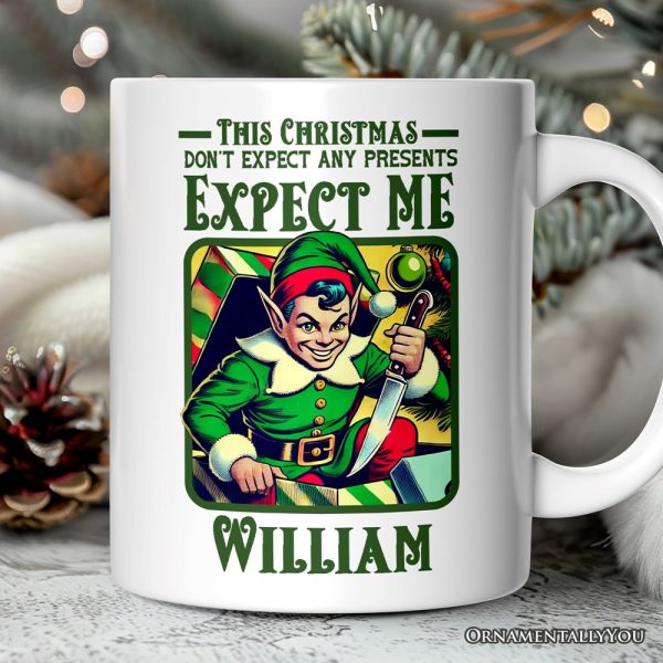 Retro Killer Elf Christmas Personalized Mug, Funny Vintage Gift with Custom Name Retro Killer Elf Christmas Personalized Mug, Funny Vintage Gift with Custom Name