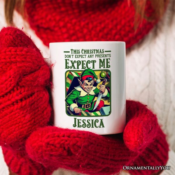 Retro Killer Elf Christmas Personalized Mug, Funny Vintage Gift with Custom Name Retro Killer Elf Christmas Personalized Mug, Funny Vintage Gift with Custom Name