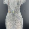 Rhinestone Tassel Mesh Mini Dresses Rhinestone Tassel Mesh Mini Dresses