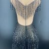 Rhinestone Tassel Mesh Mini Dresses Rhinestone Tassel Mesh Mini Dresses