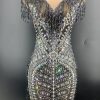 Rhinestone Tassel Mesh Mini Dresses Rhinestone Tassel Mesh Mini Dresses