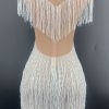 Rhinestone Tassel Mesh Mini Dresses Rhinestone Tassel Mesh Mini Dresses