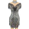 Rhinestone Tassel Mesh Mini Dresses Rhinestone Tassel Mesh Mini Dresses