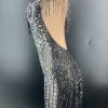 Rhinestone Tassel Mesh Mini Dresses Rhinestone Tassel Mesh Mini Dresses
