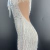 Rhinestone Tassel Mesh Mini Dresses Rhinestone Tassel Mesh Mini Dresses