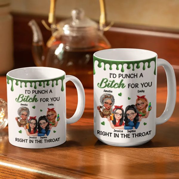 Right In The Throat 3D Bestie - Personalized White Edge-to-Edge Mug