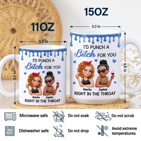Right In The Throat 3D Bestie - Personalized White Edge-to-Edge Mug