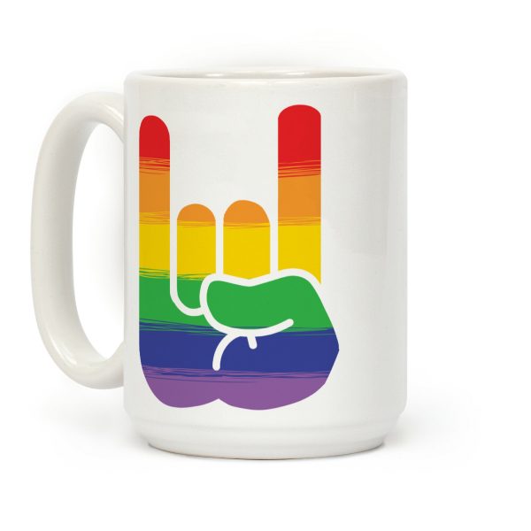 Rock On Gay Pride Coffee Mug Rock On Gay Pride Coffee Mug