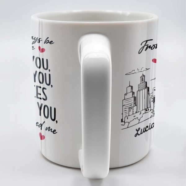 Romantic Commitment Message With Couple And Cityscape - Personalized Custom Coffee Mug - CPL293_MG Romantic Commitment Message With Couple And Cityscape - Personalized Custom Coffee Mug - CPL293_MG