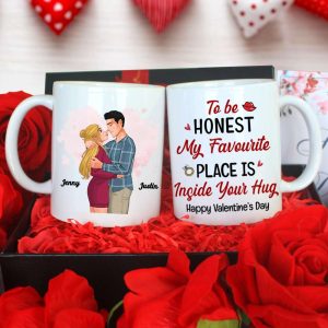 Romantic Couple, My Favourite Place Is Inside Your Hug, Personalized Mug, Couple Gifts, Gifts For Him, Gifts For Her, Valentine's Day Gifts