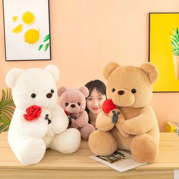 Romantic Teddy Bear with Roses Plush Soft Stuffed Doll Gift Romantic Teddy Bear with Roses Plush Soft Stuffed Doll Gift