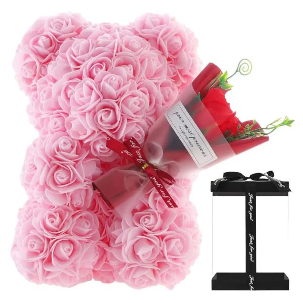 Rose Bear in Clear Box – Handmade Artificial Flower Gift for Valentine’s Day, Birthday, or Special Occasion Rose Bear in Clear Box – Handmade Artificial Flower Gift for Valentine’s Day, Birthday, or Special Occasion