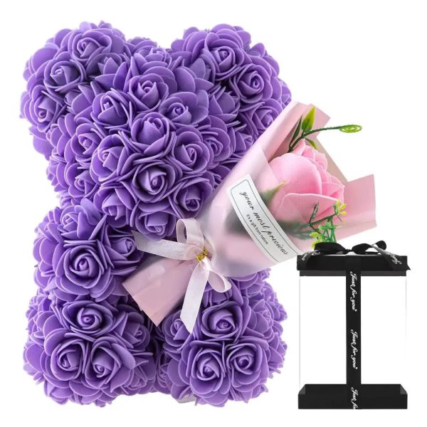 Rose Bear in Clear Box – Handmade Artificial Flower Gift for Valentine’s Day, Birthday, or Special Occasion Rose Bear in Clear Box – Handmade Artificial Flower Gift for Valentine’s Day, Birthday, or Special Occasion