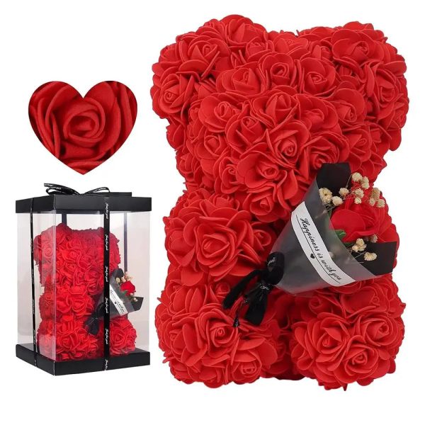 Rose Bear in Clear Box – Handmade Artificial Flower Gift for Valentine’s Day, Birthday, or Special Occasion Rose Bear in Clear Box – Handmade Artificial Flower Gift for Valentine’s Day, Birthday, or Special Occasion
