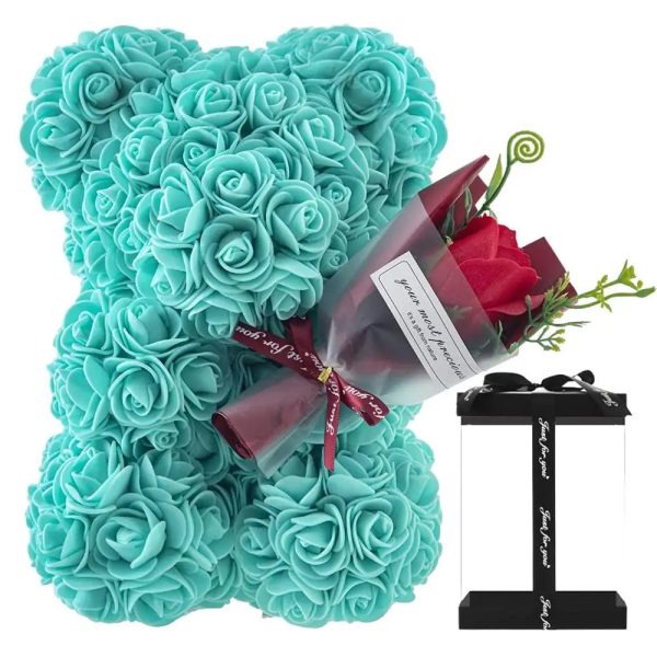 Rose Bear in Clear Box – Handmade Artificial Flower Gift for Valentine’s Day, Birthday, or Special Occasion Rose Bear in Clear Box – Handmade Artificial Flower Gift for Valentine’s Day, Birthday, or Special Occasion
