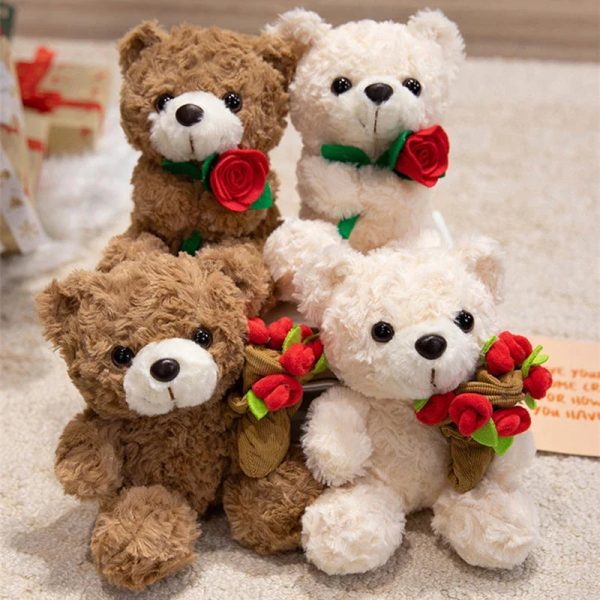 Rose Bear Plush Desk Ornament