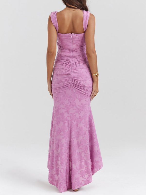 Rose Pink Floral Corset Ruffle Ruched Maxi Dress Rose Pink Floral Corset Ruffle Ruched Maxi Dress