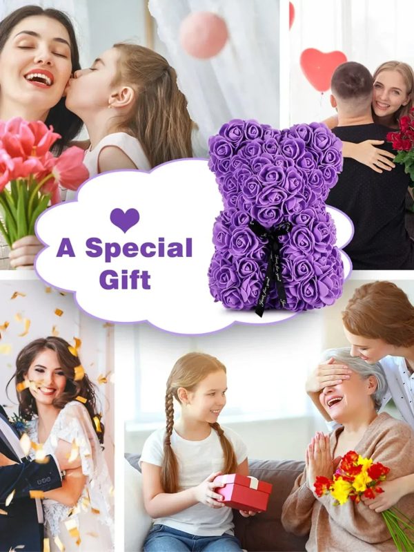 Rose Teddy Bear with Artificial Flowers – Romantic Gift for Girlfriend, Wife, or Mom