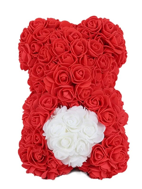 Rose Teddy Bear with Artificial Flowers – Romantic Gift for Girlfriend, Wife, or Mom