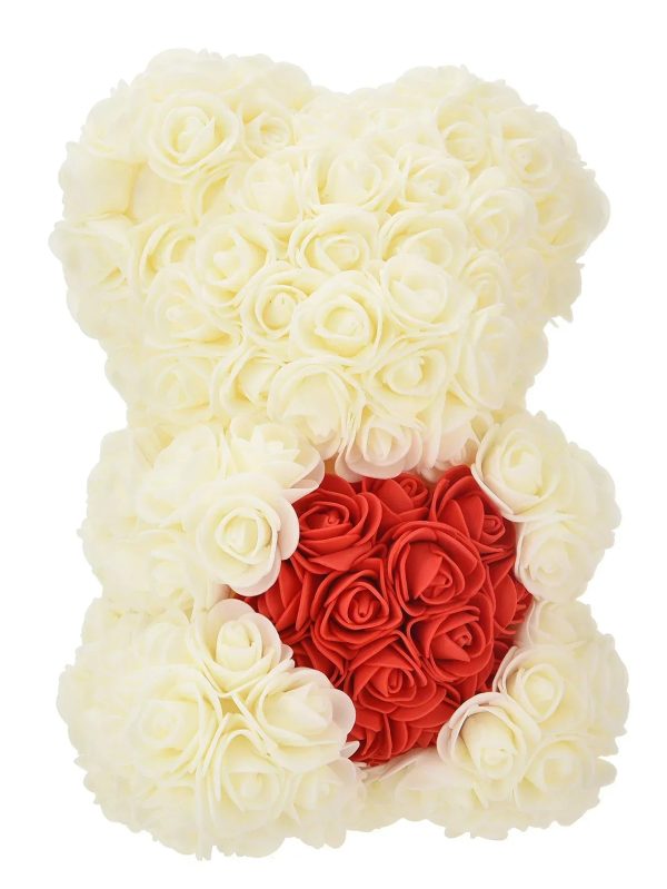 Rose Teddy Bear with Artificial Flowers – Romantic Gift for Girlfriend, Wife, or Mom